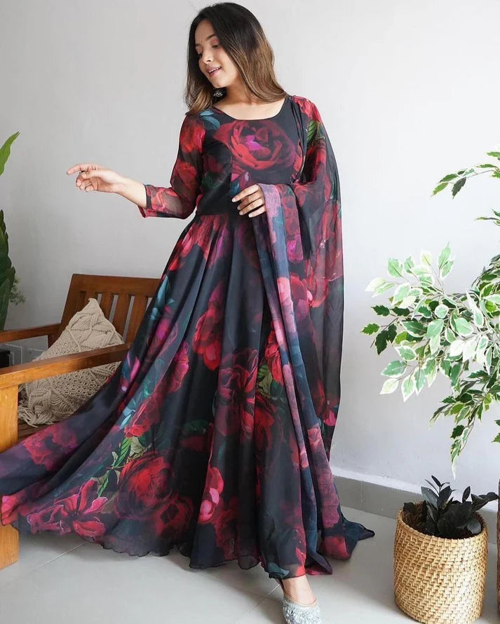 Elegant Floral Maxi Gown for Women