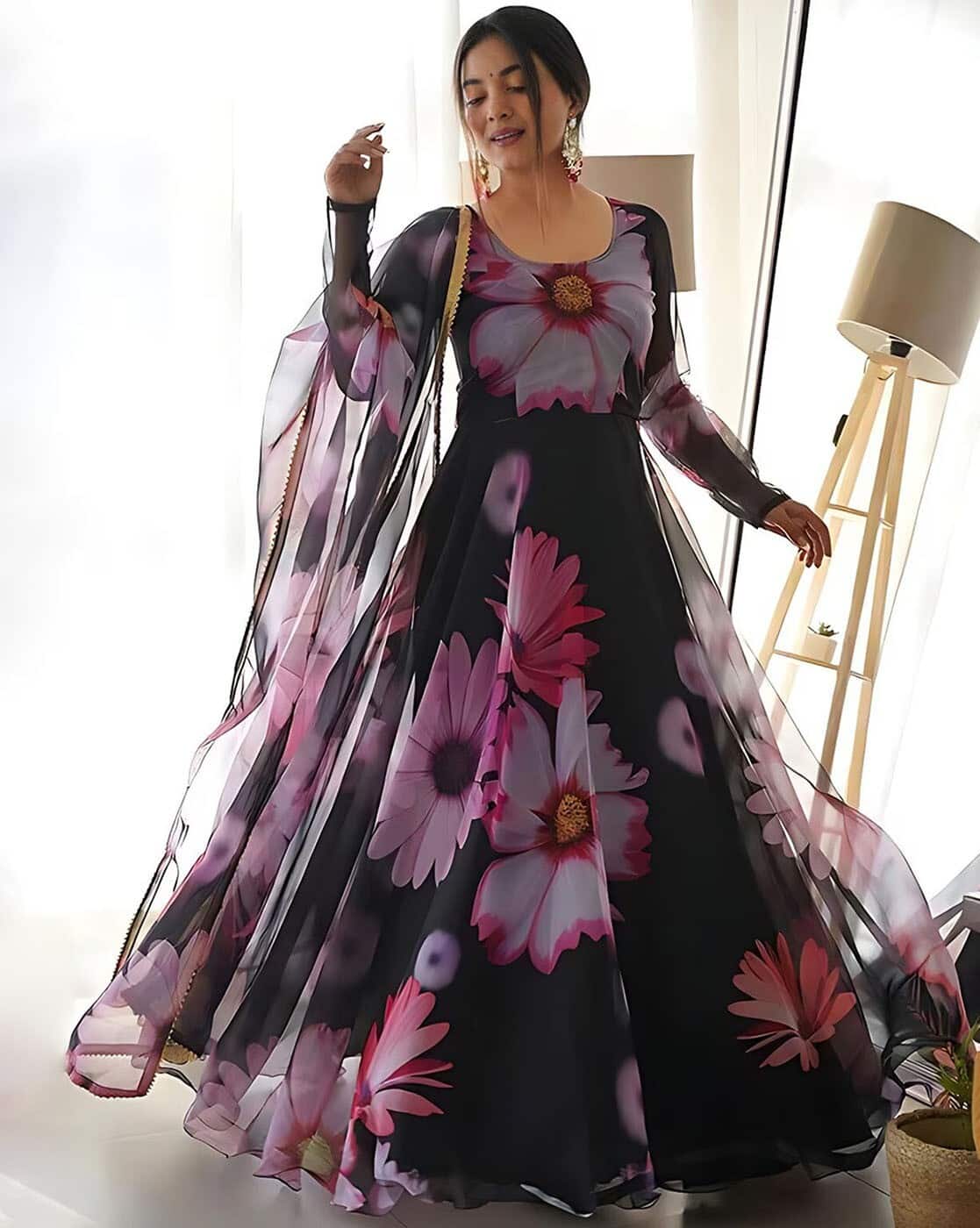 Elegant Floral Maxi Gown for Women