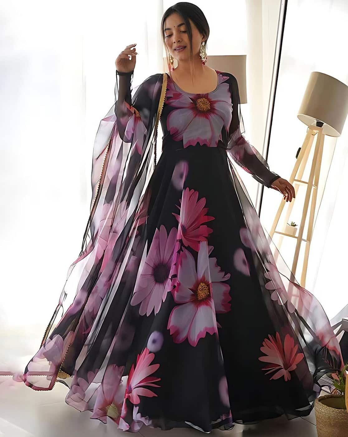 Elegant Floral Maxi Gown for Women
