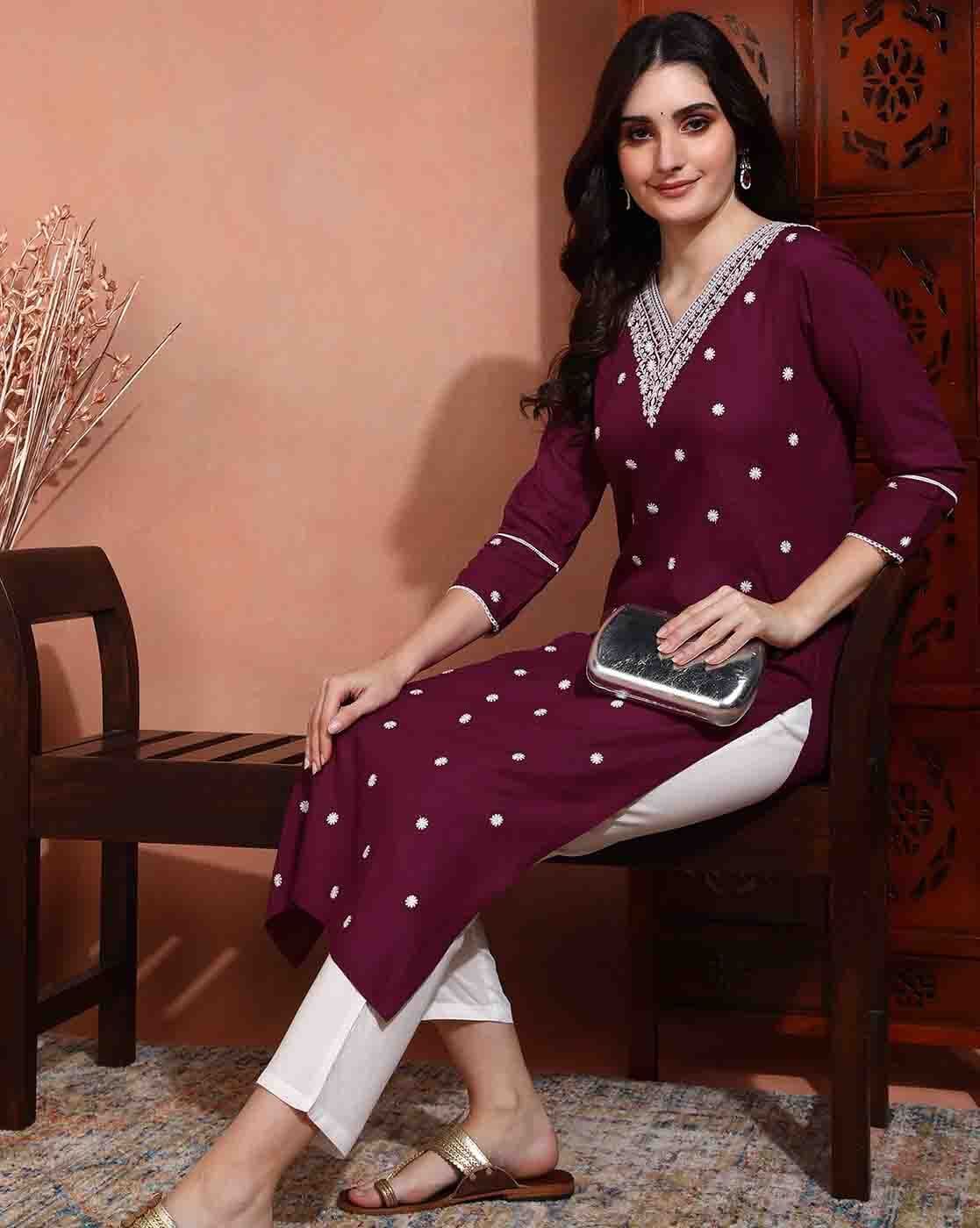 Elegant Floral Maxi Kurti for Women