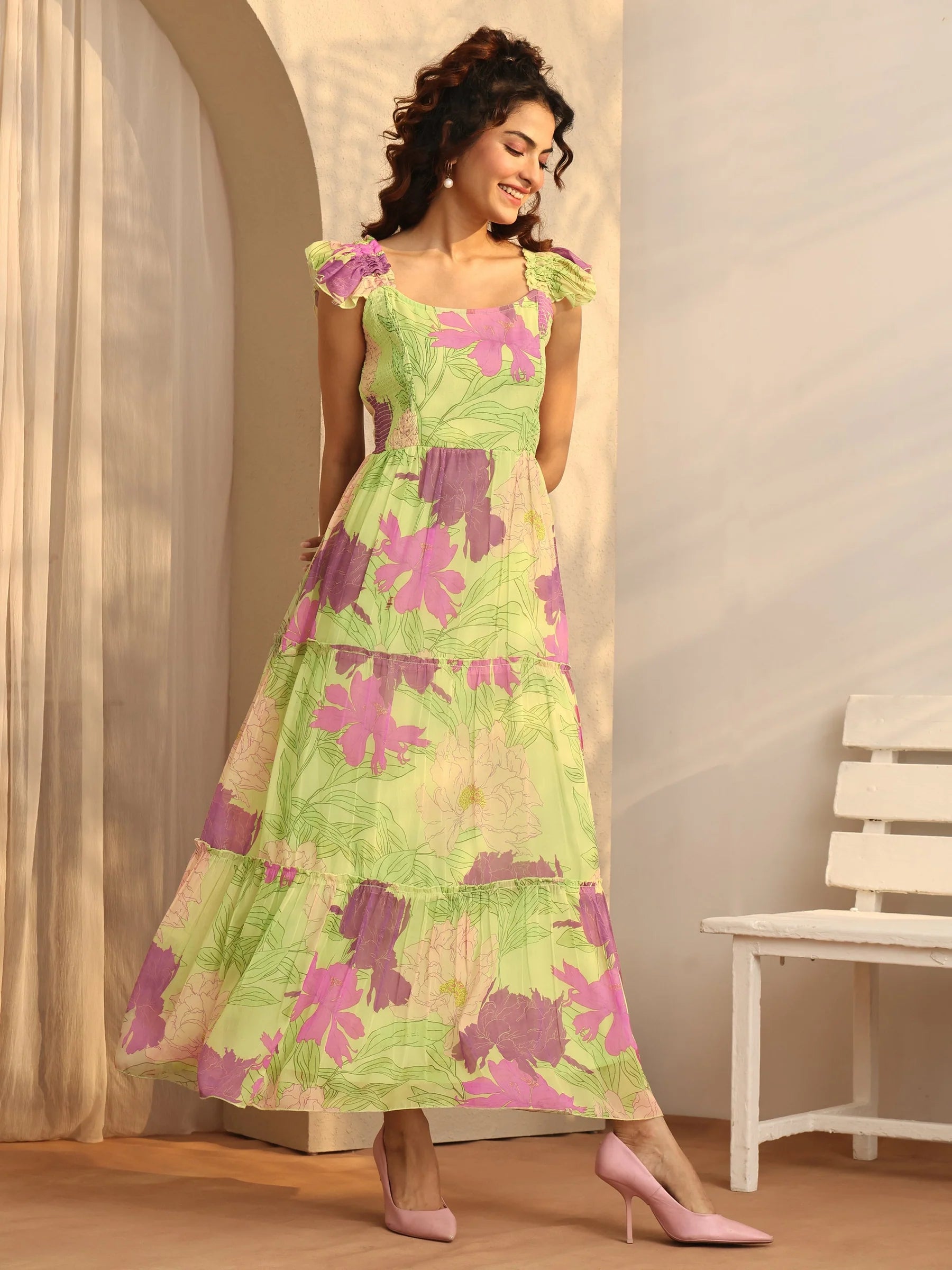 Elegant Floral Maxi Dress for Women