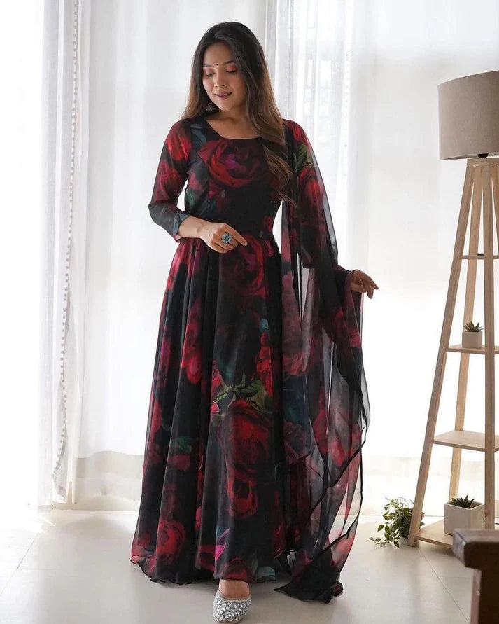 Elegant Floral Maxi Gown for Women