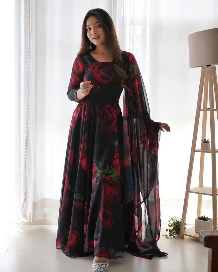 Elegant Floral Maxi Gown for Women
