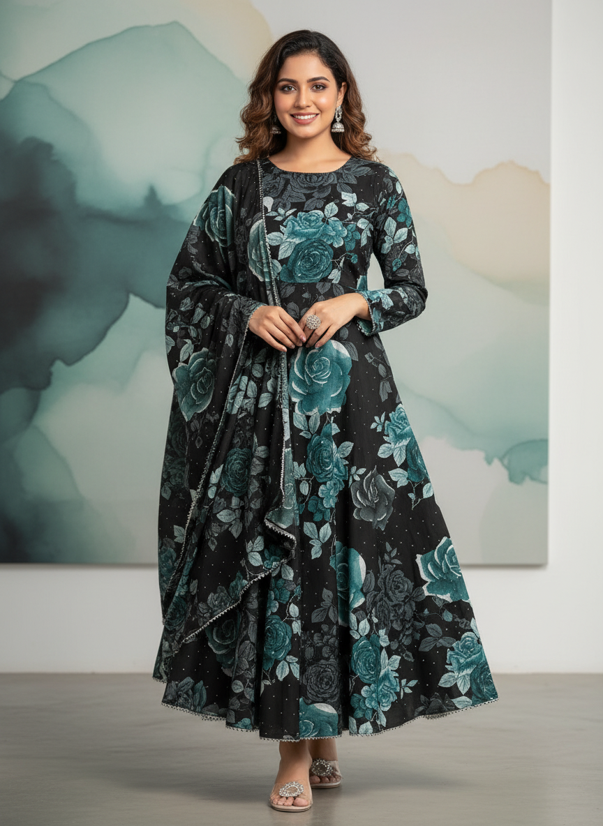 Elegant Floral Maxi Gown for Women