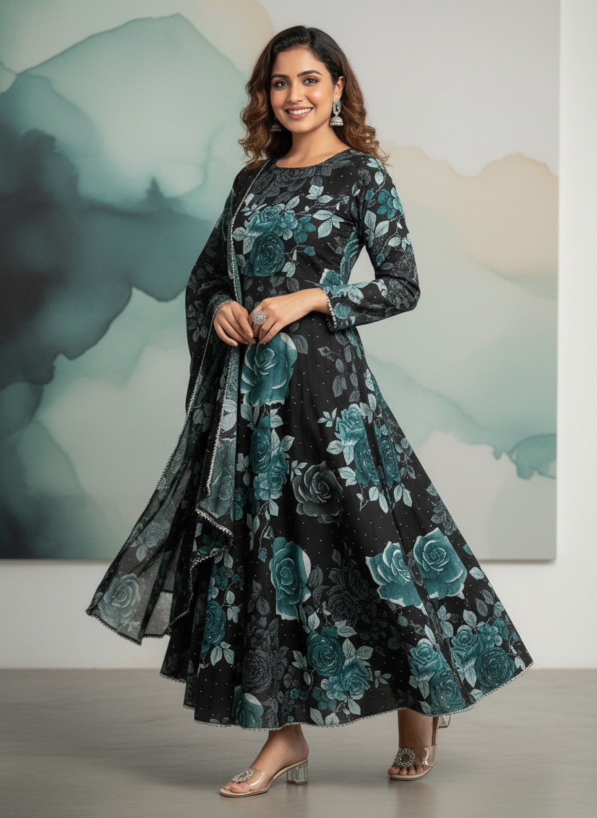 Elegant Floral Maxi Gown for Women