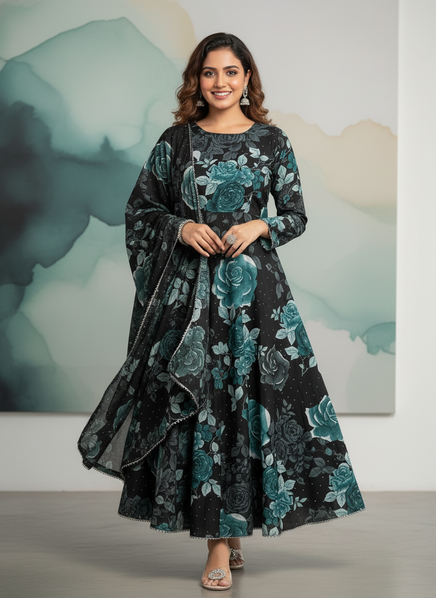 Elegant Floral Maxi Gown for Women
